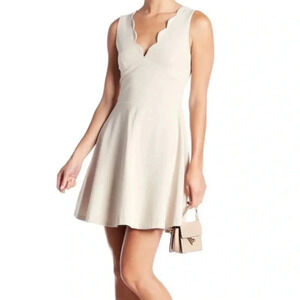 Love Ady Scalloped V-Neck Mini Fit& Flare Dress